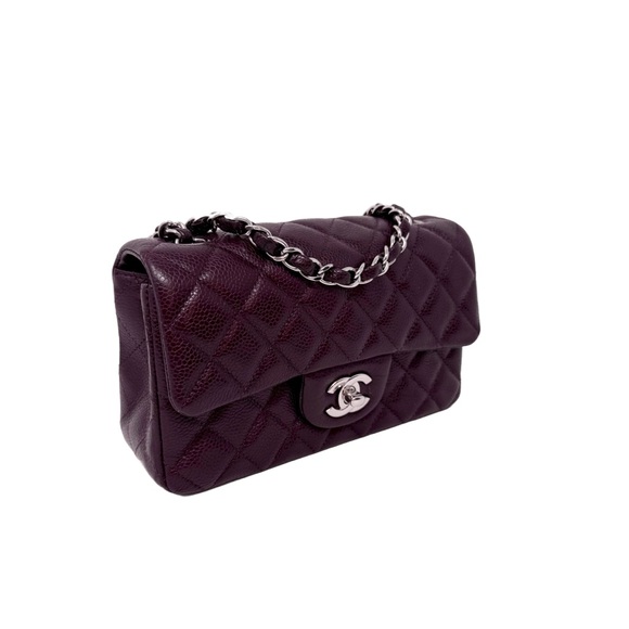 Chanel Caviar Classic Flap Mini Rectangular Burgundy Raisin Limited Edition - Picture 2 of 16